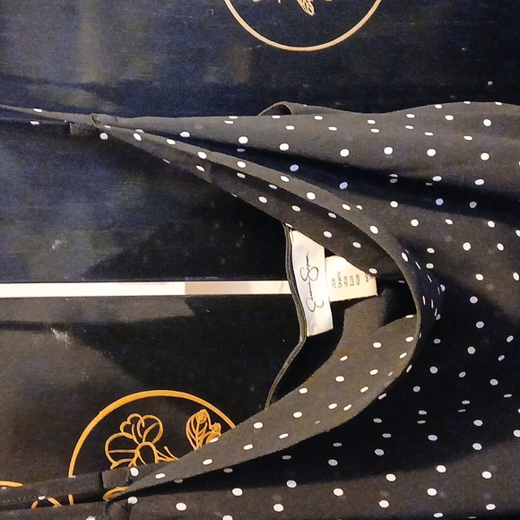 WITCHCRAFT! A size M body con ragged hem dress by JS, black w/white polka dots. - Picture 13 of 14